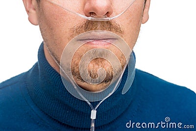 Nasal cannula man Stock Photo