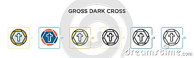 Gross dark cross vector icon in 6 different modern styles. Black, two colored gross dark cross icons designed in filled, outline, Vector Illustration