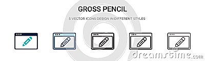 Gross pencil icon in filled, thin line, outline and stroke style. Vector illustration of two colored and black gross pencil vector Vector Illustration