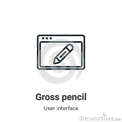 Gross pencil outline vector icon. Thin line black gross pencil icon, flat vector simple element illustration from editable user Vector Illustration