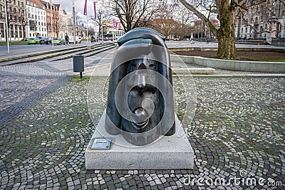 Grosser verletzter Kopf Big injured head Sculpture by Rainer Kriester - Hanover, Lower Saxony, Germany Editorial Stock Photo