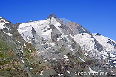 The peak of Grossglockner mountain. Stock Photo