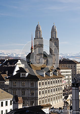 Grossmuenster in Zurich Stock Photo