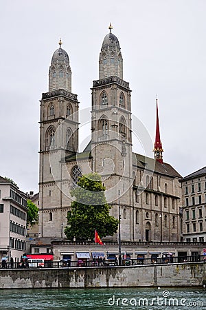 Grossmunster church of Zurich, Switzerland Stock Photo