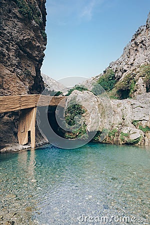 Grotto in the Kourtaliotiko Gorge on the island of Crete in Greece Stock Photo