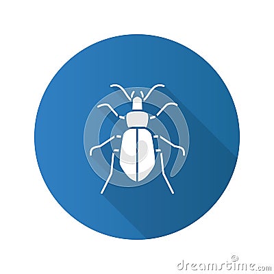 Ground beetle flat design long shadow glyph icon Vector Illustration