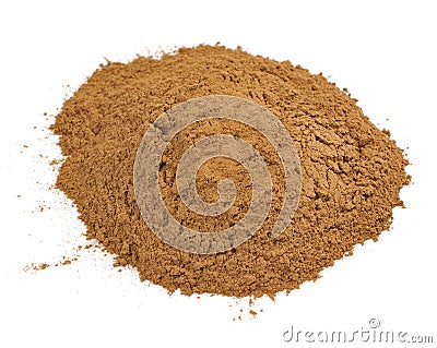 Ground Cassia (Cinnamon) Isolated on White Background Stock Photo