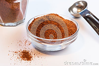 Ground Cayenne in an Ingredient Bowl Stock Photo