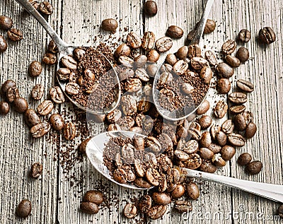 Ground Coffee Beans Stock Photo