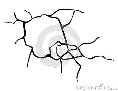 Ground cracks, breaks on land surface from earthquake isolated on white background. Vector realistic fissure, crevices Vector Illustration