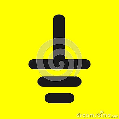 Ground icon, sign. Electrical symbol isolated on yellow background. ESD, EPA. Common ground point. Electrostatic Vector Illustration