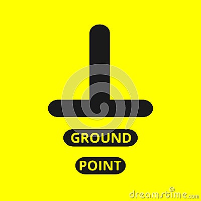 Ground icon, sign. Electrical symbol isolated on yellow background. ESD, EPA. Common ground point. Electrostatic Vector Illustration