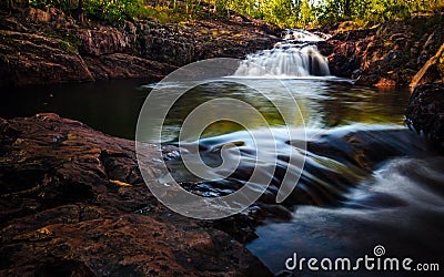 Ground level shot of a small waterfall in Litchfield National Park in Western Australia Stock Photo