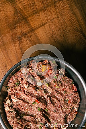 Ground meat dough prepared for homemade hamburger. Stock Photo