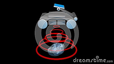 Ground penetrating radar GPR. GPR emits scan signals to detect object below earth`s surface . 3d render illustration view 1 Cartoon Illustration