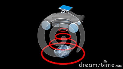 Ground penetrating radar GPR. GPR emits scan signals to detect object below earth`s surface . 3d render illustration view 4 Cartoon Illustration