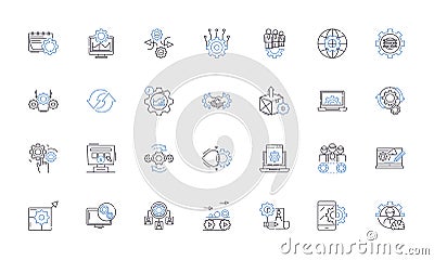 Ground rules line icons collection. Boundaries, Guidelines, Parameters, Etiquette, Conduct, Standards, Protocols vector Vector Illustration