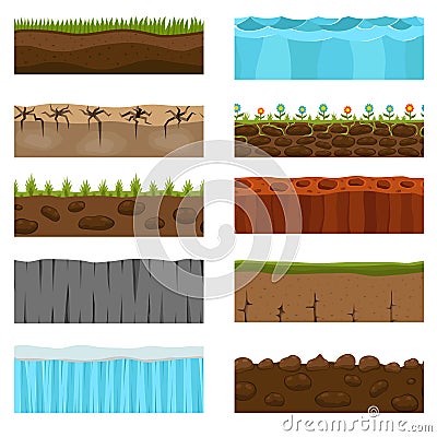 Ground slices vector set. Vector Illustration