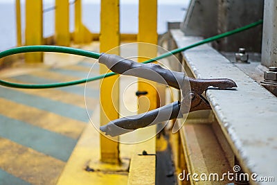 Ground wire,unit fixed connected for protection Static electricity or spark on motor Stock Photo