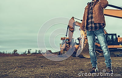 Ground Works Excavation Worker Stock Photo