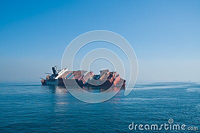 Grounded Italian ro-ro vessel Jolly Amaranto Editorial Stock Photo