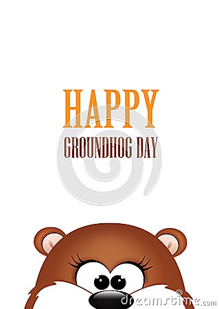 Groundhog day. Marmot on white background Vector Illustration