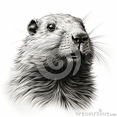 Detailed Hyperrealistic Marmot Portrait Vector Illustration Cartoon Illustration