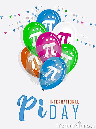 Happy World Pi Day poster! The ratio of a circleâ€™s circumference to its diameter Vector Illustration
