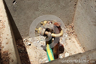 Grounding Electrode Inspection Pit of Electrical System Stock Photo