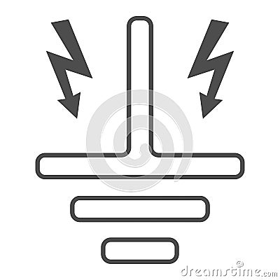 Grounding thin line icon, Safety engineering concept, Electric earthing sign on white background, Electrical grounding Vector Illustration
