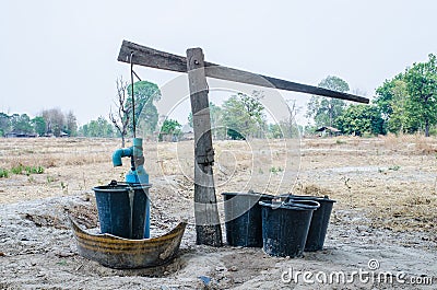 Groundwater wood pumping Stock Photo