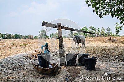 Groundwater wood pumping Stock Photo