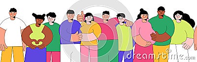 Group of abstract diverse colorful people posing together Seamless Pattern. Vector Illustration