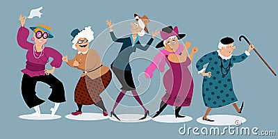 Senior ladies having fun Vector Illustration