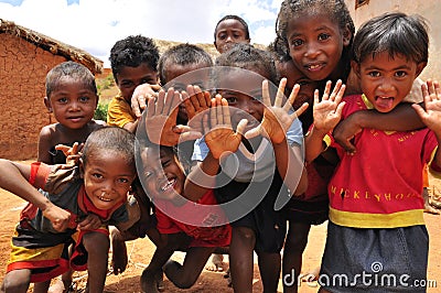 Group of african children playing with hands Editorial Stock Photo