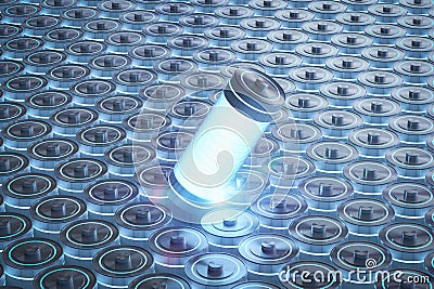 Group of alkaline and li-ion or rechargeable batteries Stock Photo