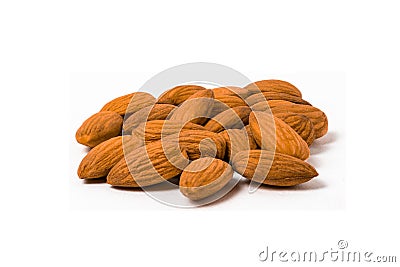 Group of Almonds on white background Stock Photo