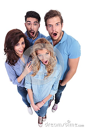 Group of amazed and surprised casual people Stock Photo