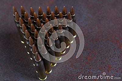 Group of ammunition geometrically placed Stock Photo