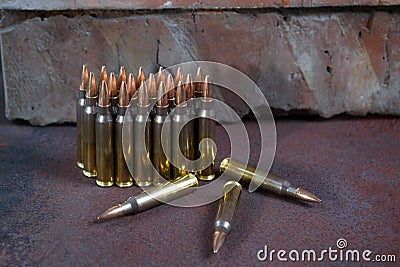 Group of ammunition geometrically placed Stock Photo