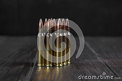 Group of ammunition geometrically placed in rows Stock Photo