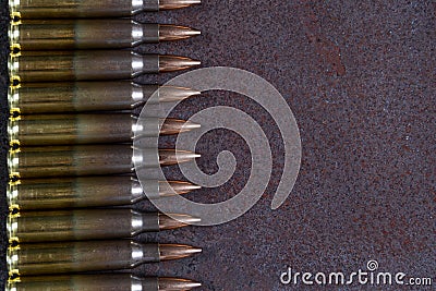 Group of ammunition on a rusted metal Stock Photo
