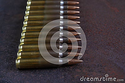 Group of ammunition on a rusted metal Stock Photo