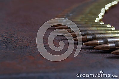 Group of ammunition on a rusted metal background Stock Photo