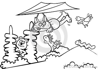 Group of animals, humorous illustration, eps. Vector Illustration