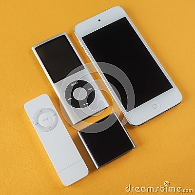A Group of Apple iPods Editorial Stock Photo