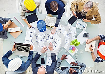 Group of Architects Planning on a New Project Stock Photo