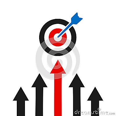 Group arrows are directed to the goal, group arrows directed upwards, progress way and forward achievement creative concept, arrow Vector Illustration