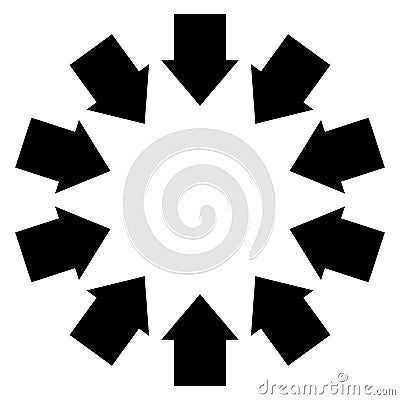 Group of arrows following a circle pointing inwards Vector Illustration