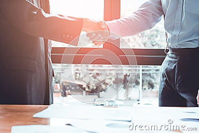 Group asia businessman together create a mutually beneficial business relationship. Stock Photo